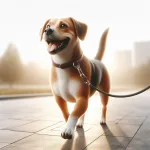 כלב חמוד הולך עם רצועה 